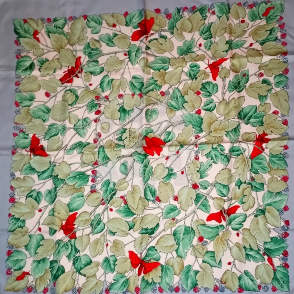 Hermes 35 in x 35 in. 2003 Antoine De Jacquelot Floral Vegitation, Green, Mousse